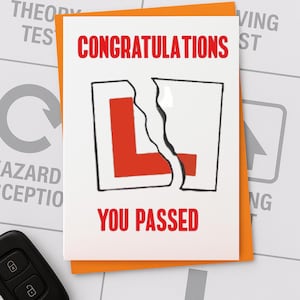 Congratulations Driving Test Card - Just Passed Car Test - Well Done Learner Driver Card - You Passed Driving Licence Card DRIVE01