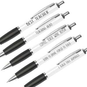 Lehrer Stift Set, 5er Pack Kugelschreiber - Lustiges Stift-Set für Lehrer - Funky Stationery schrulliges Geschenk - Danke Stifte für Lehrer