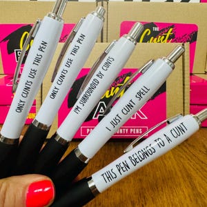 The Cunt Pack of Pens, 5 Pack of Ballpoint Pens - Funny Pen Set For Colleagues - Funky Stationery Quirky Gift - Office Desk Accessories -