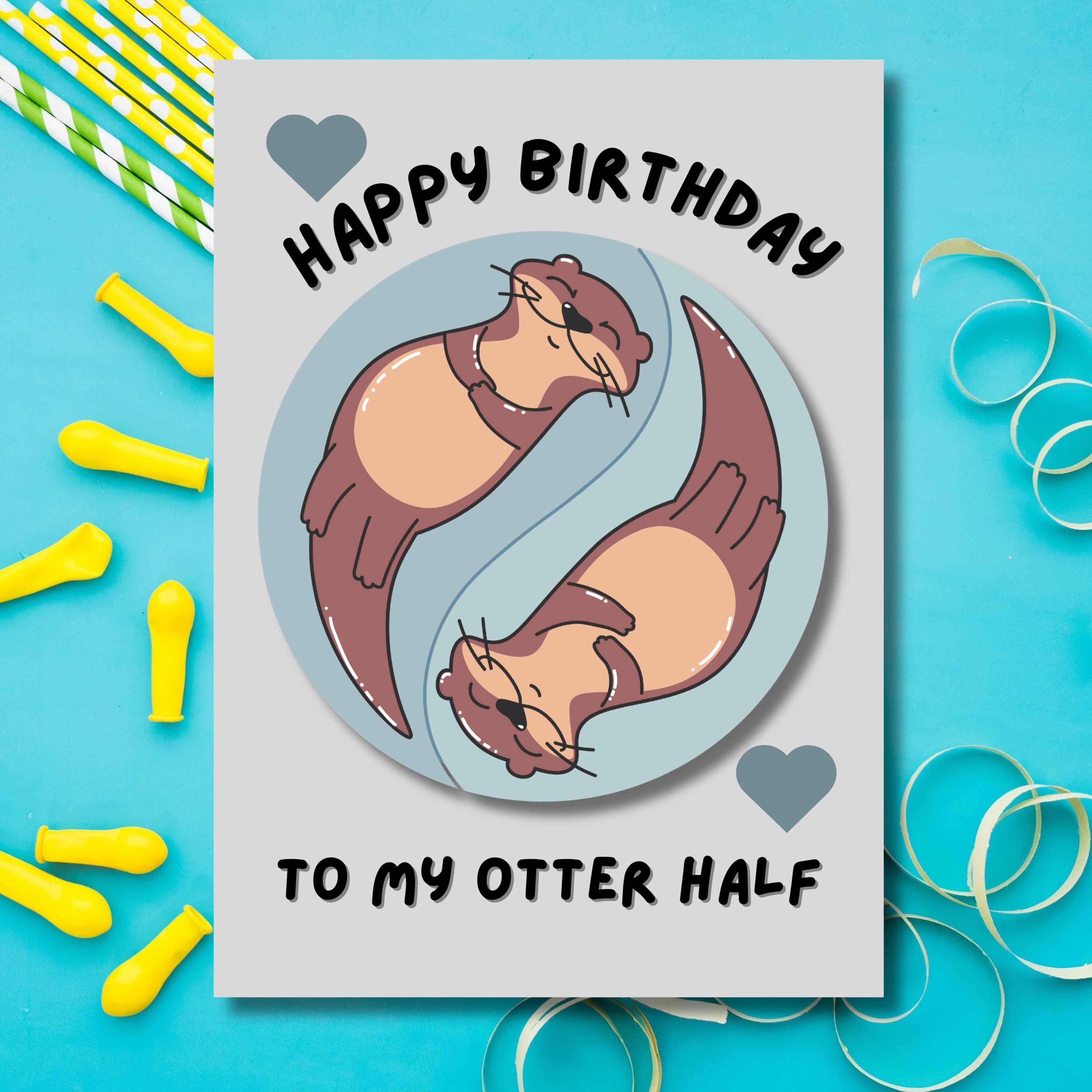 Hey Chimp Lustige Geburtstagskarte – Otter Design Mit Wortspiel, Für Frau/Ehemann/Freundin, 127x178 Mm, Inkl. Umschlag