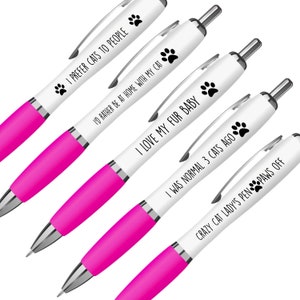 Pack de stylos pour femme Crazy Cat, stylo pour femme chat, cadeau pour femme chat, stylos pour amoureux des chats