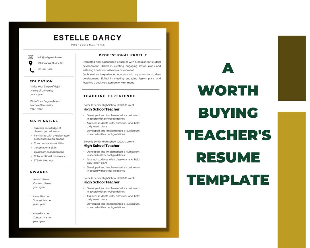 Top Teacher Resume Template CV Template for Educators Etsy Top Teacher Resume Template CV Template for Educators Etsy
