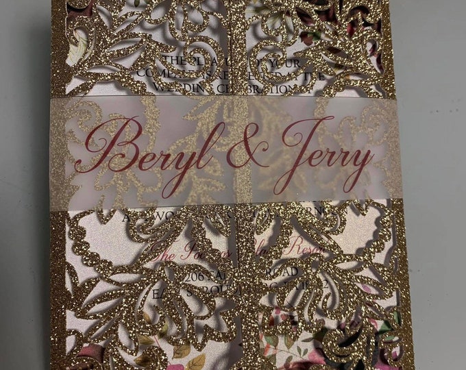 Burgundy and gold wedding invitations floral invitations