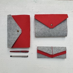 Felt Notebook Cover,Red Ipad Mini Sleeve, Ipad Mini Cover, A5 Notebook Cover, Envelope Cover, Bullet Journal Cover