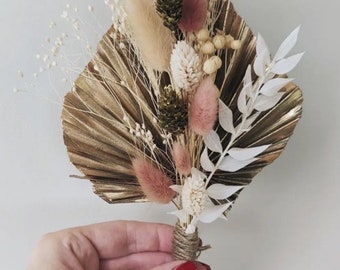 Gold neutral Dried Palm Spear Cake Topper, boutonnières, corsage, cake topper, palm spears, dried flowers, birthday cake, pampas