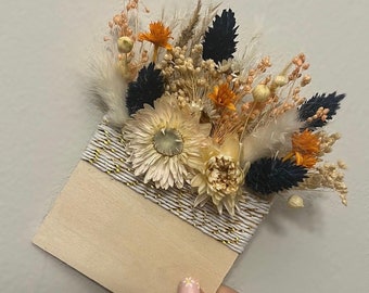 Boutonniere of dried flowers, Gypsophila, Baby's Breath, bunny tails, pocket square,  boutonnière, Buttonhole, wedding flowers, corsage