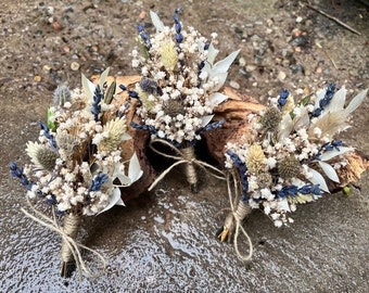 Boutonniere of dried flowers, Gypsophila, Baby's Breath, Buttonhole, boutonnière, wedding groom, dried flowers, prom flowers, dried flowers