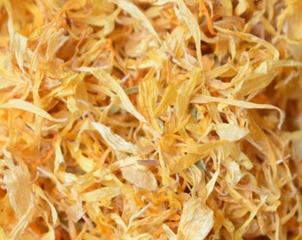 Souci jaune, calendula, fleurs séchées, confettis de mariage, pot-pourri, fleurs en vrac, fleurs conservées, fleurs jaunes