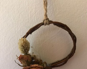 Autumnal, Christmas, door wreath, door hanging, wreath, dried flowers, Christmas wreath, wheat wreath, bunny tails