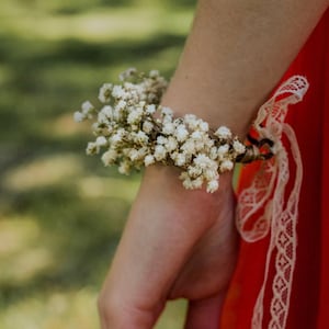 Baby's breath Gypsophila dried flower wrist corsage, preserved flowers, wedding flowers corsage boutonnières