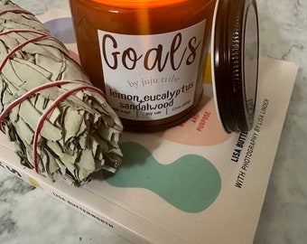 Manifest Goals & Dreams, Attract Success | Orange Soy Intention Candle for Personal Growth | JuJuTribe
