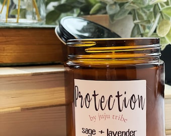 Attract Protection, Manifest, Repel Negative Energy, Banish Evil Spirits | White Soy Intention Candle + Spiritual Healing | JuJuTribe