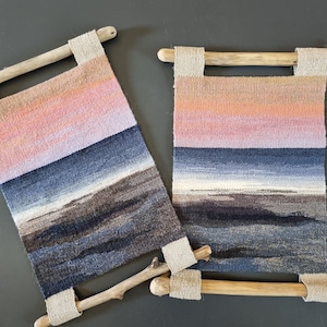 Woven wall Tapestry Sea, small hanging wall docor, handwoven textile art, housewarming gift, woven landscape tapestry, fibre art, unique image 5