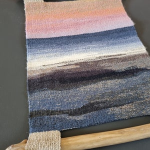 Woven wall Tapestry Sea, small hanging wall docor, handwoven textile art, housewarming gift, woven landscape tapestry, fibre art, unique image 4