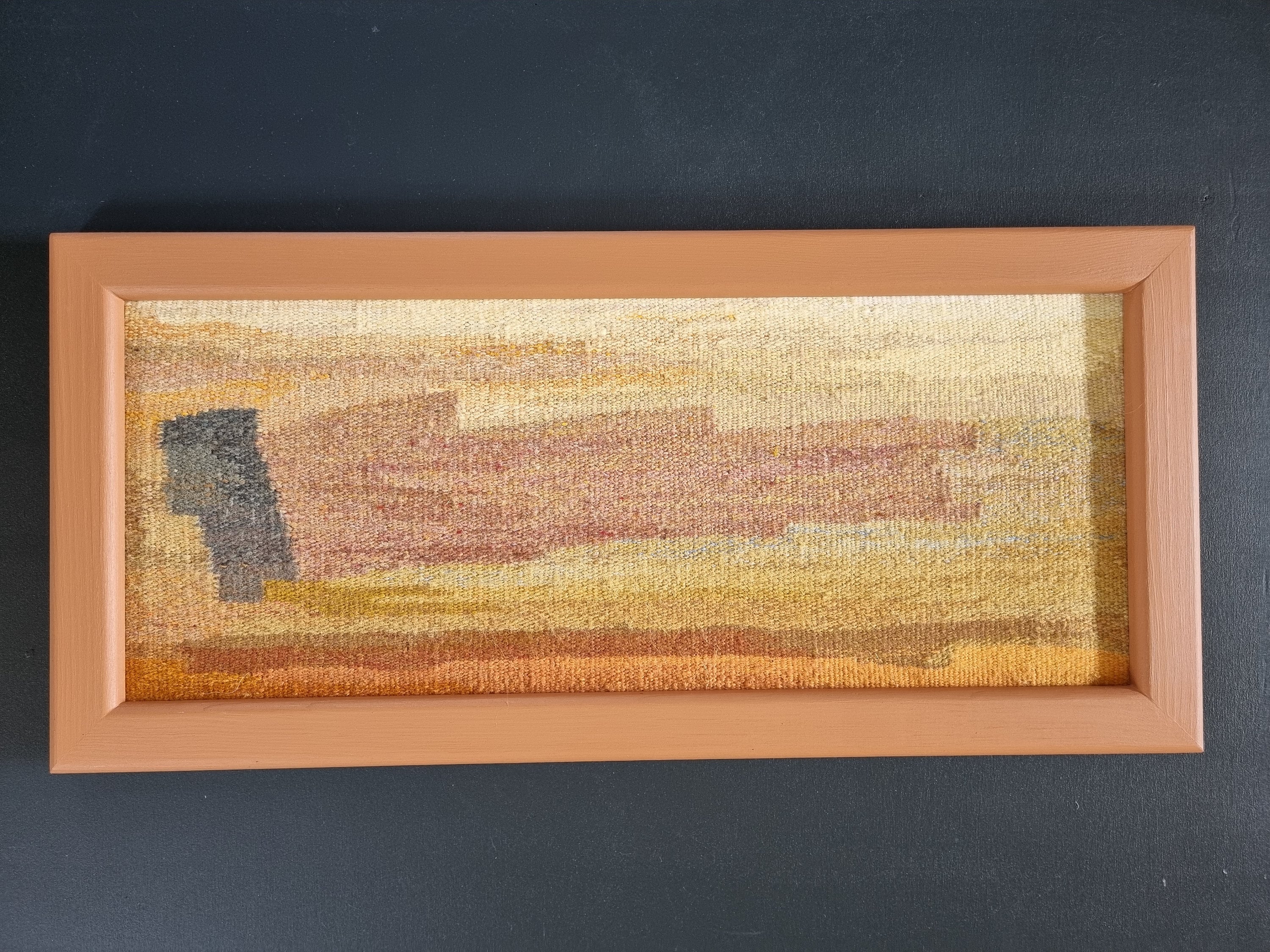 Handwoven Wool Tapestry in Pine Frame Abstract Textile Art