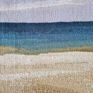 Small hanging wall Decor, woven Tapestry, blue Sea, handweaving wall Art, birthday gift, handmade landscape, home decor, housewarming fibre image 3