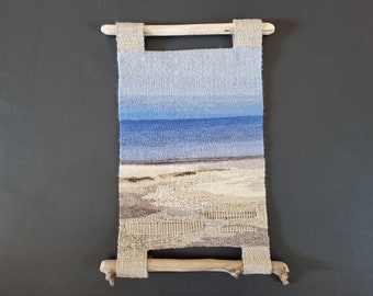 Woven wall Tapestry, handmade hanging decor Sea, handweaving wall art, woven textile art, blue tapestry, housewarming gift, fibre art