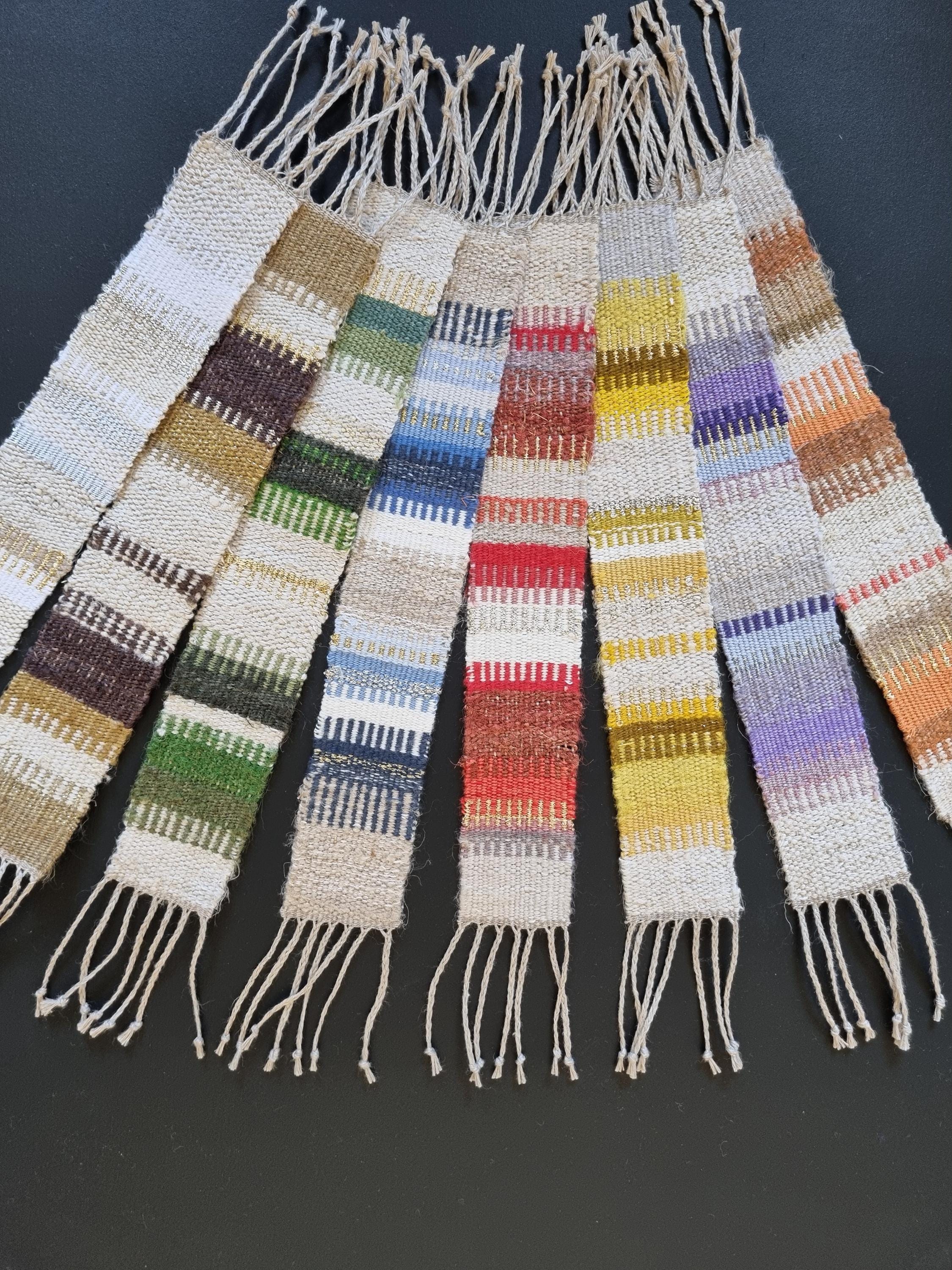 Handwoven Linen Bookmark: Striped Design With Gold Thread - Etsy