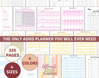 ADHD Planner, Life Organization Tool (Digital Download), Three Color Options