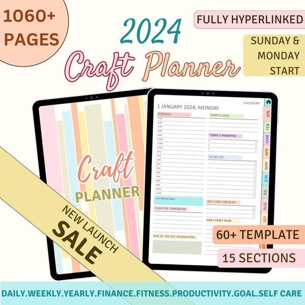 Digital Craft Planner, 2024 Dated Craft Organization Binder, Craft Business Planner, Handmade Product Planner, Digital Download, PDF