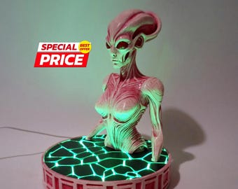 RGB Illuminated Alien Diorama,Sci-Fi Collectible