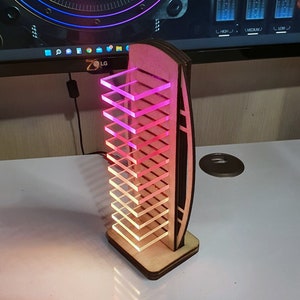 Trä RGB LED-lampa, fjärrstyrd Sci-Fi-dekor