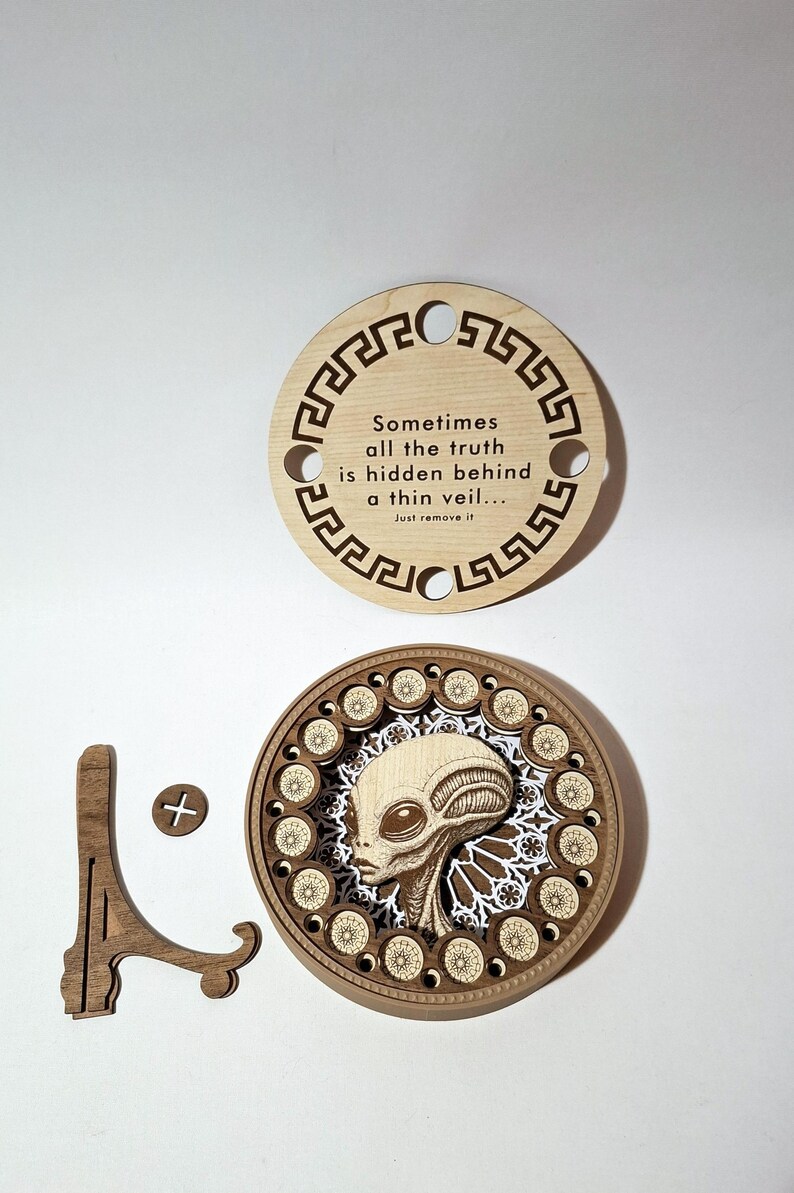 Laser Cut and Engraved Wooden Alien Decor, Alien Species - Etsy