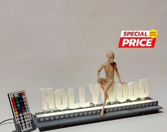 Hollywood Alien Figurine, RGB Remote Controlled Sci-Fi Collectible