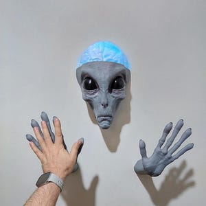 Life Size Alien Head Wall Decor - RGB illuminated with remote control- 1/1 Scale