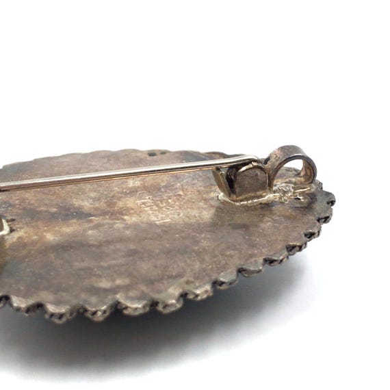 Vintage 925 silver brooch turquoise amazonite boh… - image 5