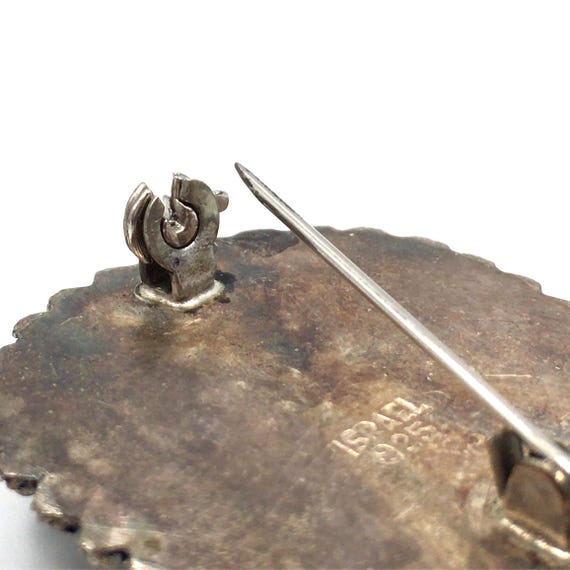 Vintage 925 silver brooch turquoise amazonite boh… - image 9