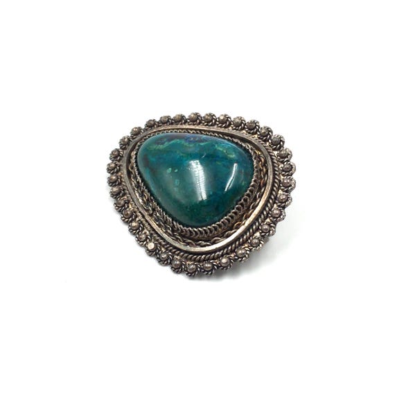 Vintage 925 silver brooch turquoise amazonite boh… - image 2
