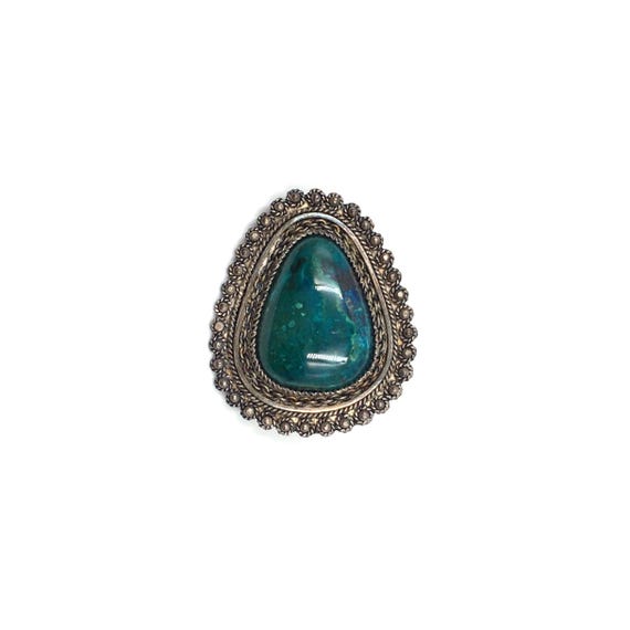 Vintage 925 silver brooch turquoise amazonite boh… - image 3
