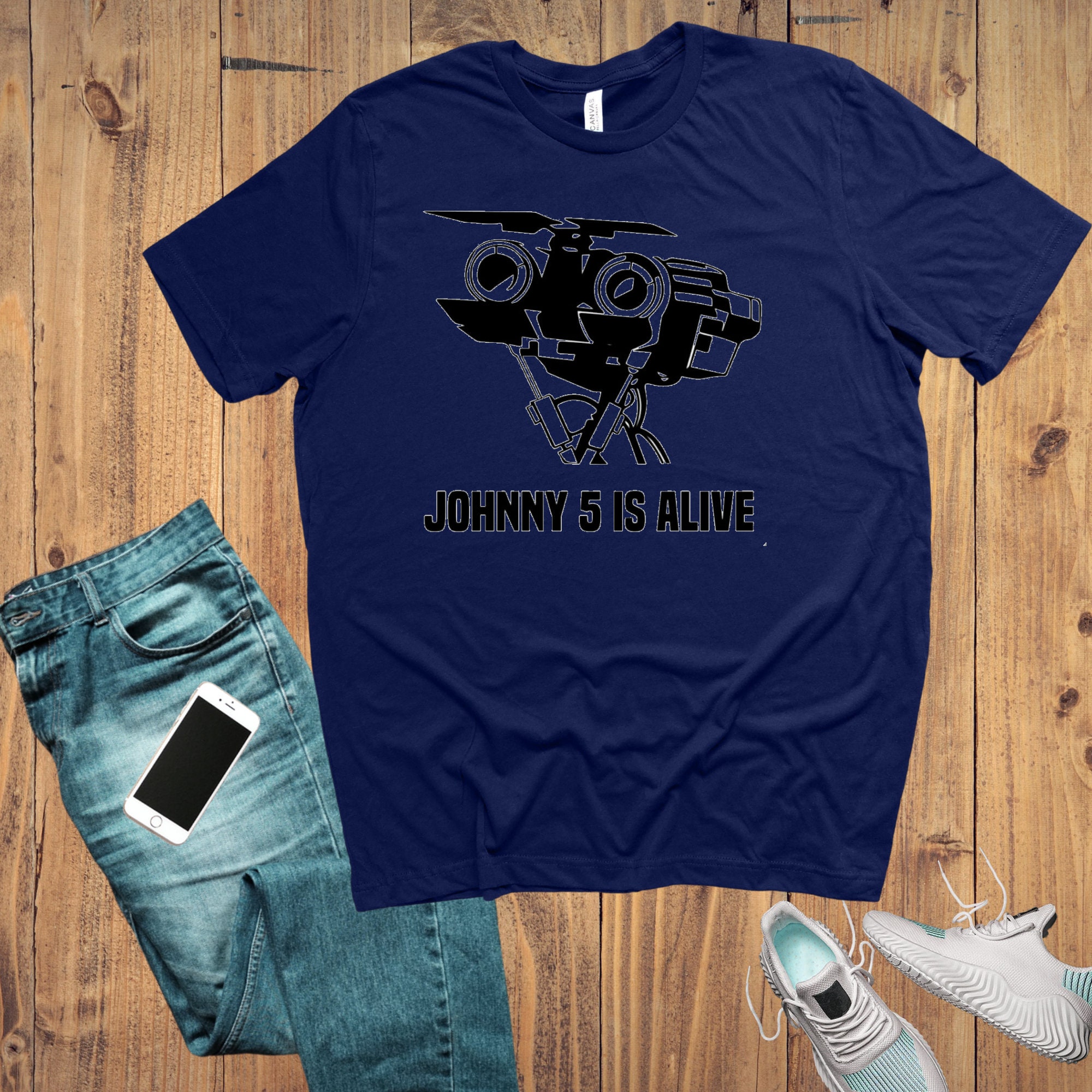 JOHNNY 5, T-shirt, Hanno Bisogno Di Input, NOVA Robotics. Retrò - Foto 6