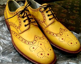Yellow shop brogues mens
