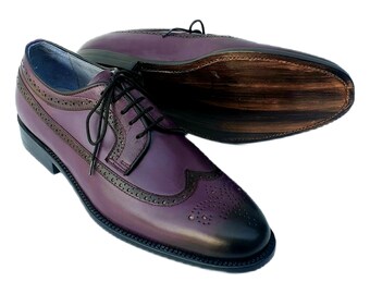 Men's Handmade Purple Patina Leather 
