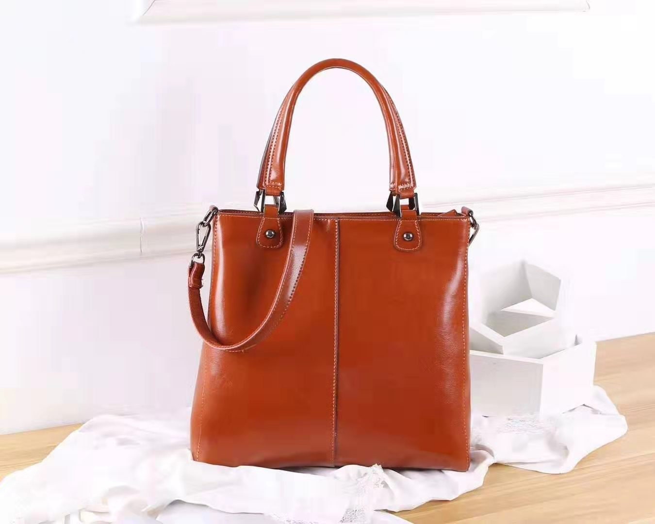 Ginevia Top Grain Genuine Leather Handbag Shoulder Bag Etsy