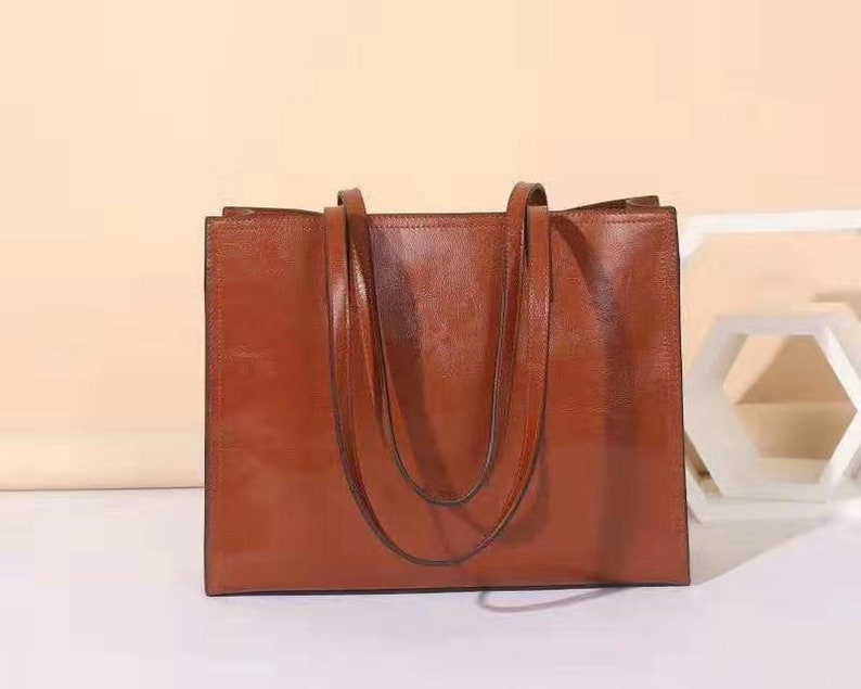 Ginevia Top Grain Genuine Leather Handbag Shoulder Bag Polished Leather