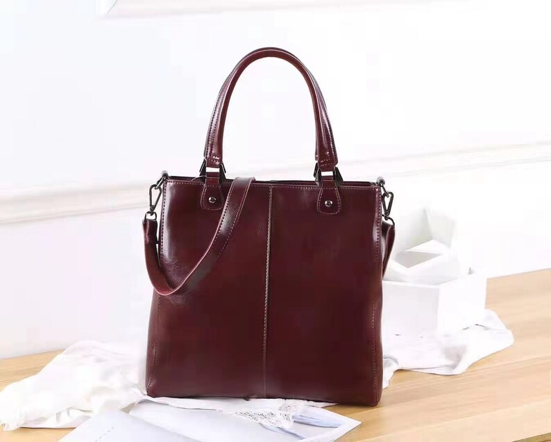 Ginevia Top Grain Genuine Leather Handbag Shoulder Bag Etsy