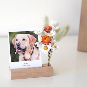 Custom Photo Stand with dried flowers | Fujifilm Instax Polaroid  Compatible | Personalised Pet Lover Gift, Remembrance Photo Gift