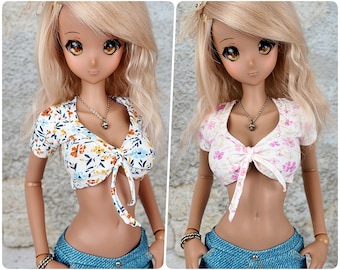 Bonita blusa con flores, blusa corta, camiseta para Minifee, muñeca inteligente Pear 1/4, 1/3 BJD ¡Muchas maneras de usar!