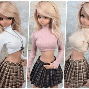 Minifee, Smart Doll Pear 1/4, 1/3 BJD - Short Croped Cotton Turtleneck, blouse, warm sweather for dolls. Choes color from the list