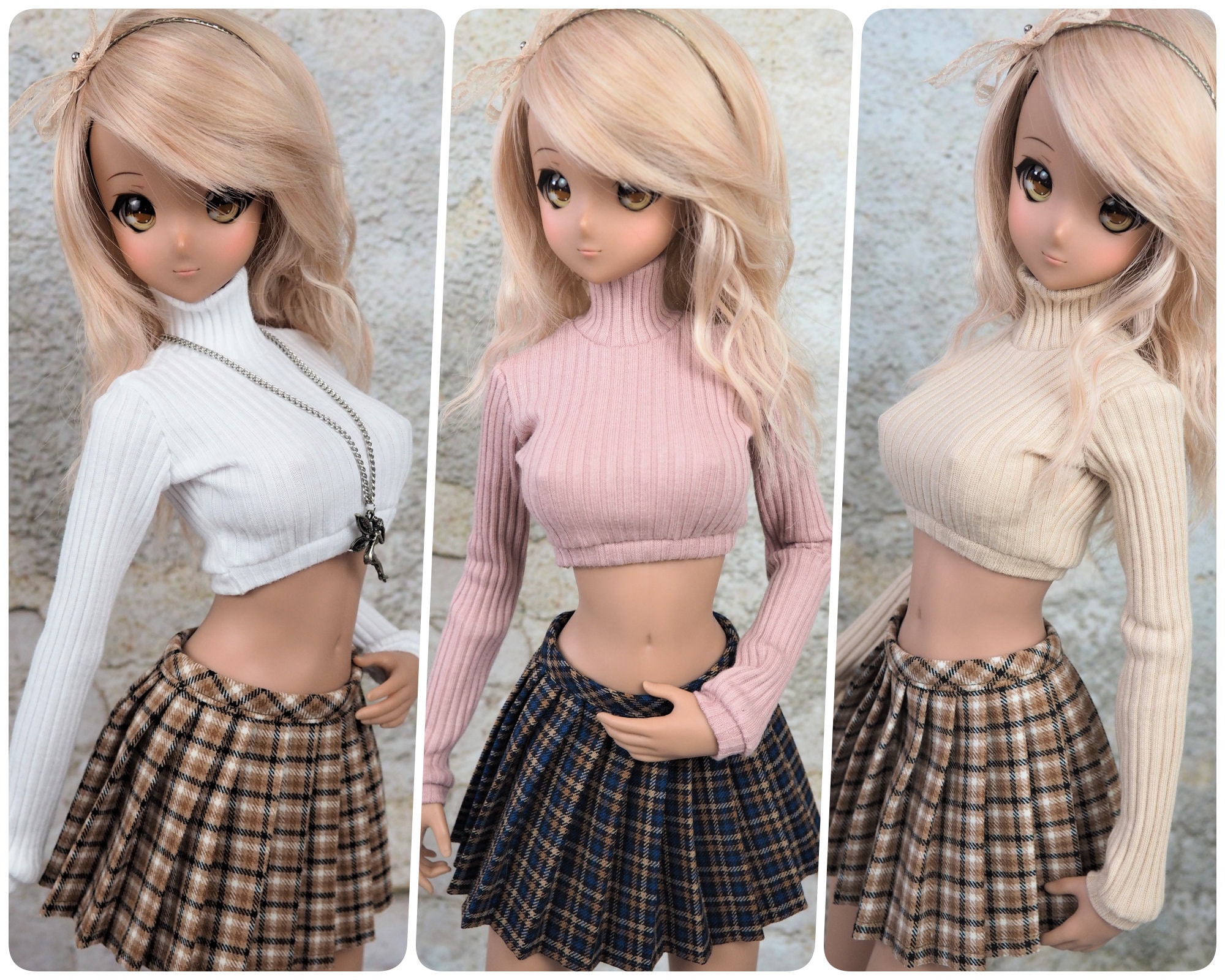 Minifee, Muñeca Inteligente Pera 1/4, 1/3 BJD - Jersey corto de algodón con cuello alto, blusa y abrigo para muñecas. Elige el color de la lista.