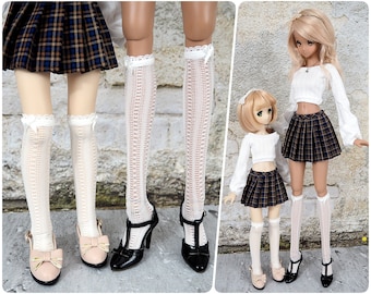 Spitzen Jacquard Kniestrümpfe für Smart Doll, SD, MDD, MSD, 1/3, 1/4 Bjd - Weiße Strümpfe, eng. Zwei Größen verfügbar! Limitierte Auflage