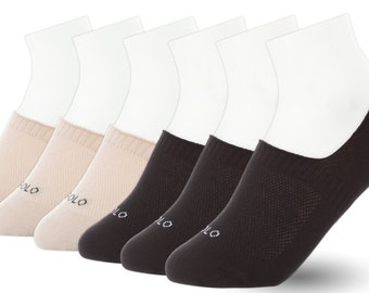 Cotton Rich No show socks, Low Cut Liner Non-Slip unisex socks (6 & 12-pairs pack), Seamless, OEKO-TEX Certified (Made in Egypt)
