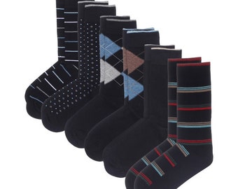 Men's Premium Cotton Rich Dress Socks (6-Pack).  Brand Solo - (Made in Egypt). OEKO-TEX Certified.