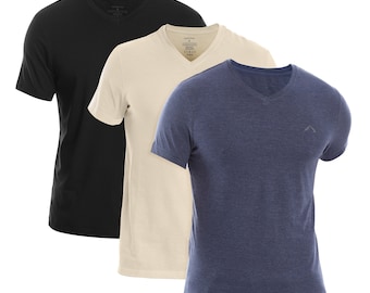 Men’s (3 Pack), Cotton Rich V-Neck Tshirt (Slim FIT) | Short Sleeve V-Neck T-shirt for Men | (Made in Egypt)