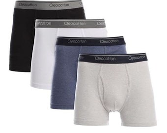 4-Pack Mens Cotton Underwear Boxer Brief | Fly opening, mid leg length Design | Ultra Soft, Breathable (Made in Egypt)