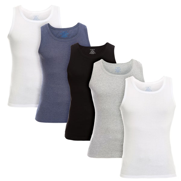 Cleocotton, 5-Pack Men's A-Shirt, Tank Top Undershirt | Premium Cotton Rich, Breathable, Ultra Soft (Made in Egypt)