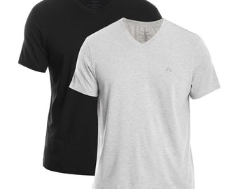 Cleocotton, (2-Pack) Premium Men’s V-Neck T-Shirt | Ultra Soft, Cotton-Modal-Stretch T-Shirt | Tag Free, Size S to XXL (Made in Egypt)